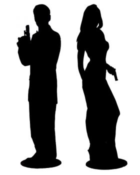 Secret Agent Female Male Pair Silhouettes Secret Agent Female Male Pair Silhouettes